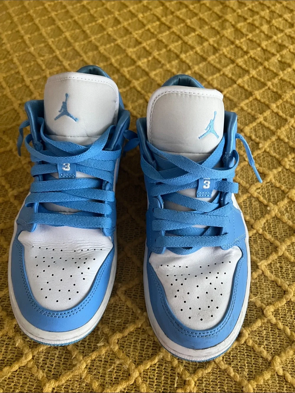 Nike Blue and White Jordan Low-Top Sneakers